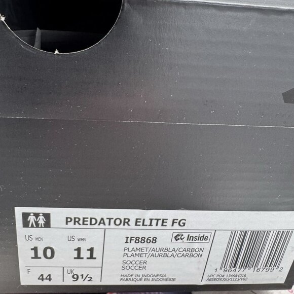 NEW Adidas Predator Elite FG Platinum Metallic Soccer Cleats IF8868 Mens Size 10 main image 8